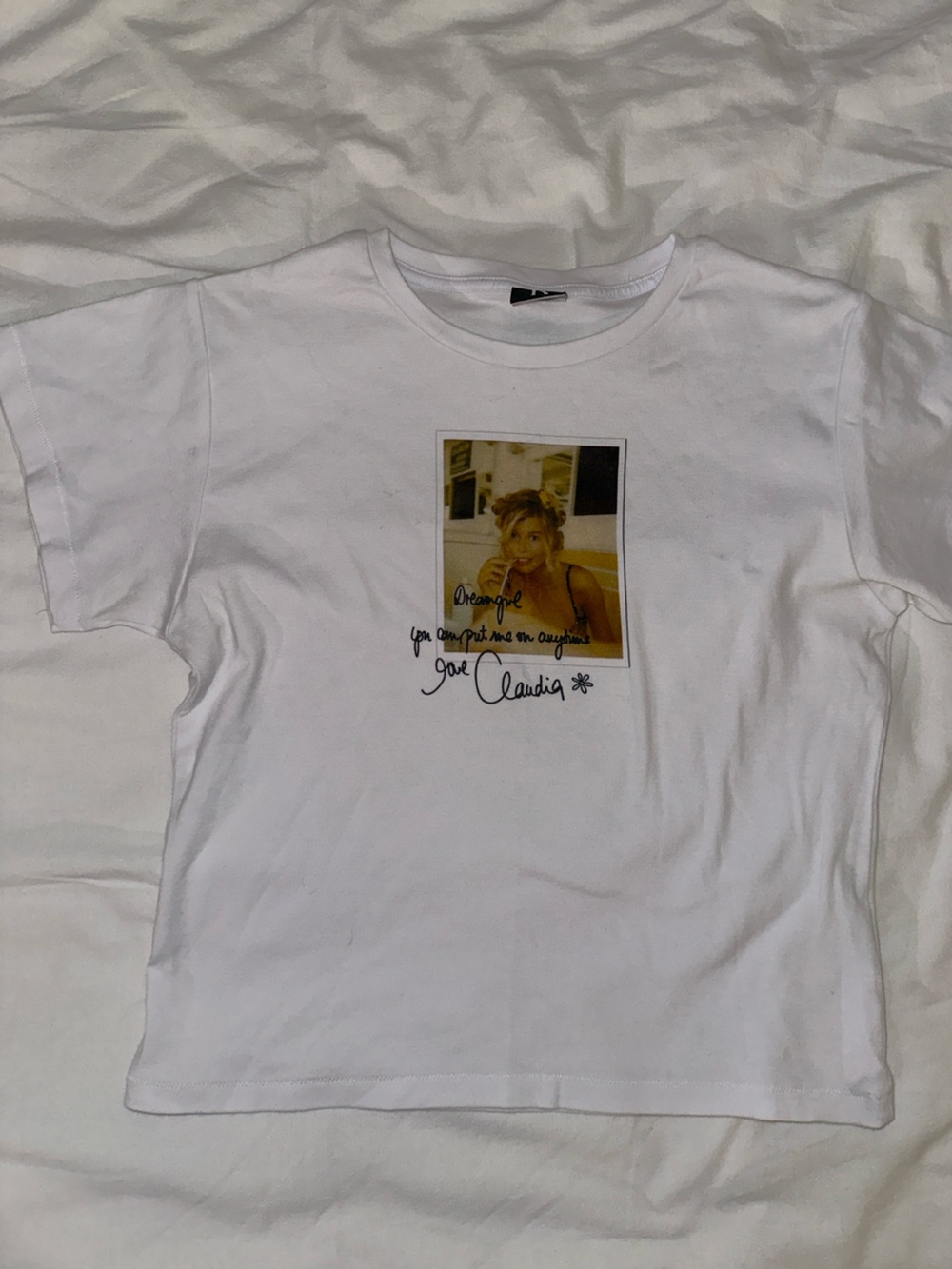 Realisation Par - White Graphic Claudia Schiffer Polaroid Photo Baby Tee - L